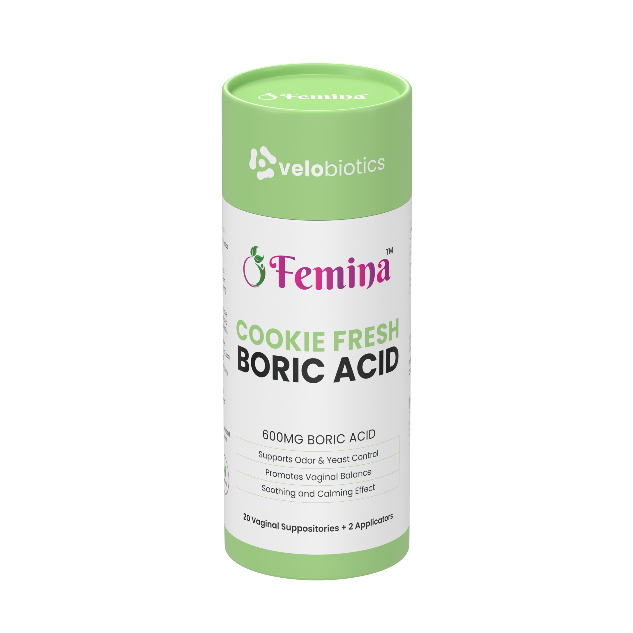 Femina™ Cookie Fresh Boric Acid Suppositories for Intimate Health