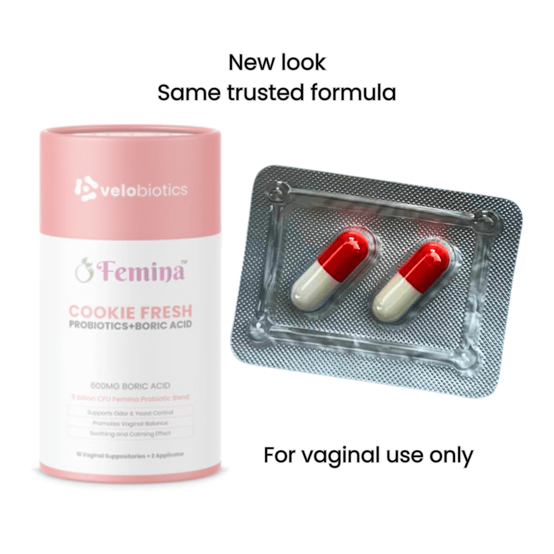Femina Intimate Reset Kit (Starter Pack) – pH Self - Test + Boric Acid + Probiotic Capsules - Velobiotics