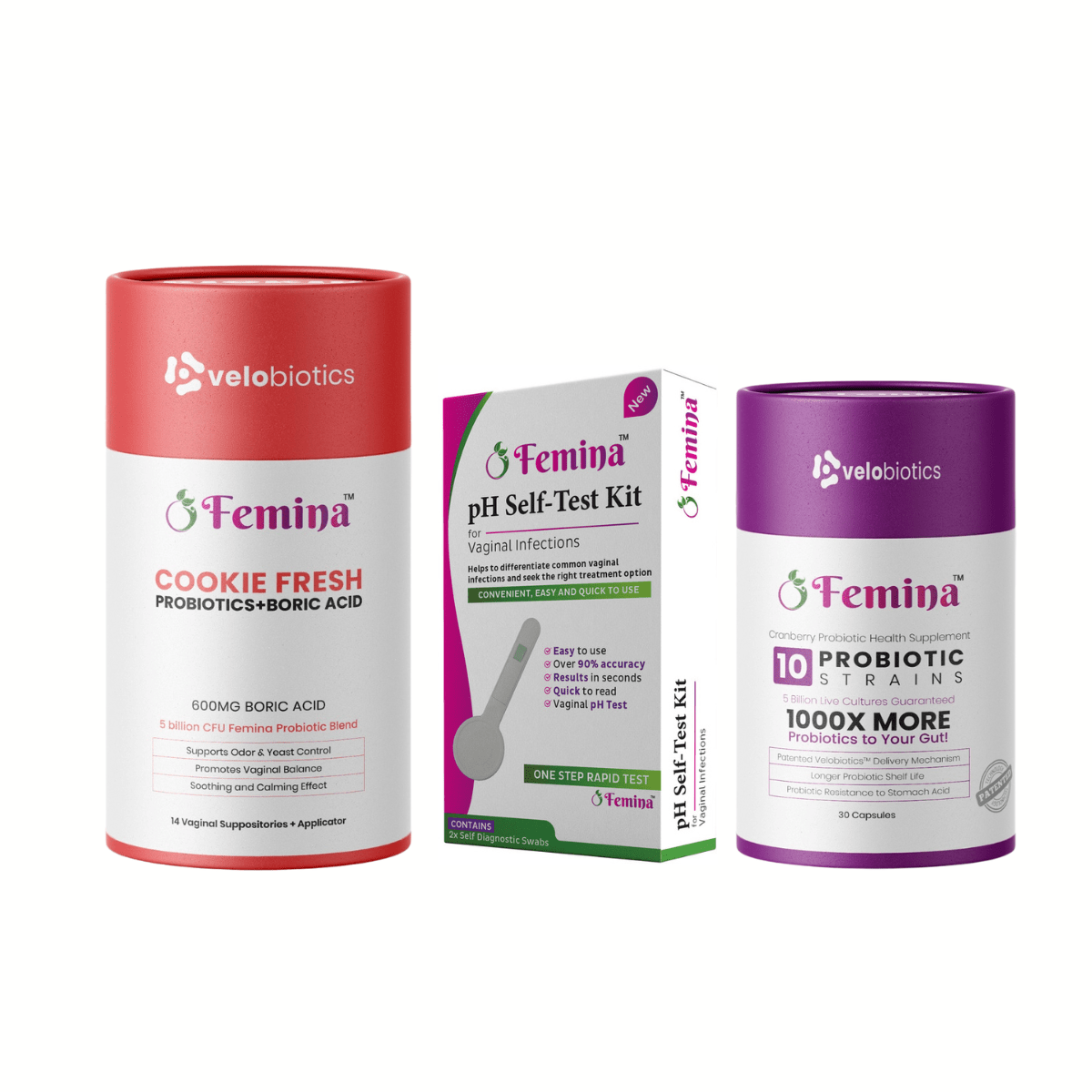 himemama　0509 Femina Intimate Reset Kit – pH Test, Boric Acid & Probiotics