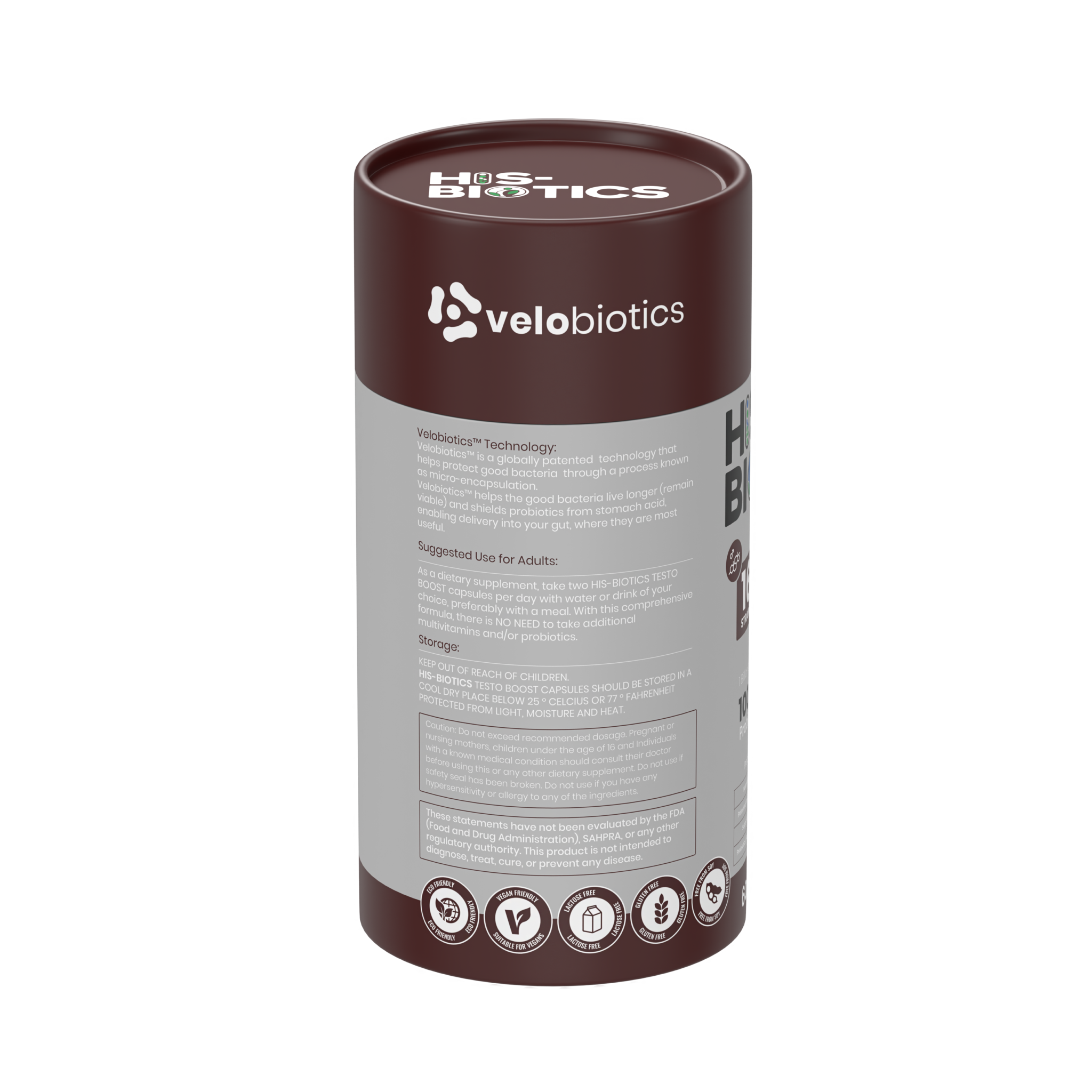His-Biotics® Sport Testo Boost probiotic supplement for male vitality with Velobiotics™ technology and herbal extracts