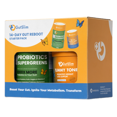 14-Day Gut-Reboot starter pack with probiotics supergreens and tummy toner for gut health and metabolism boost