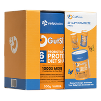 21-Day GUTSLIM Complete Pack with probiotics protein diet shake and fat burner for accelerated fat loss and appetite control