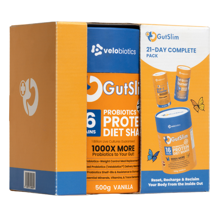21-Day GUTSLIM Complete Pack with probiotics protein diet shake and fat burner for accelerated fat loss and appetite control
