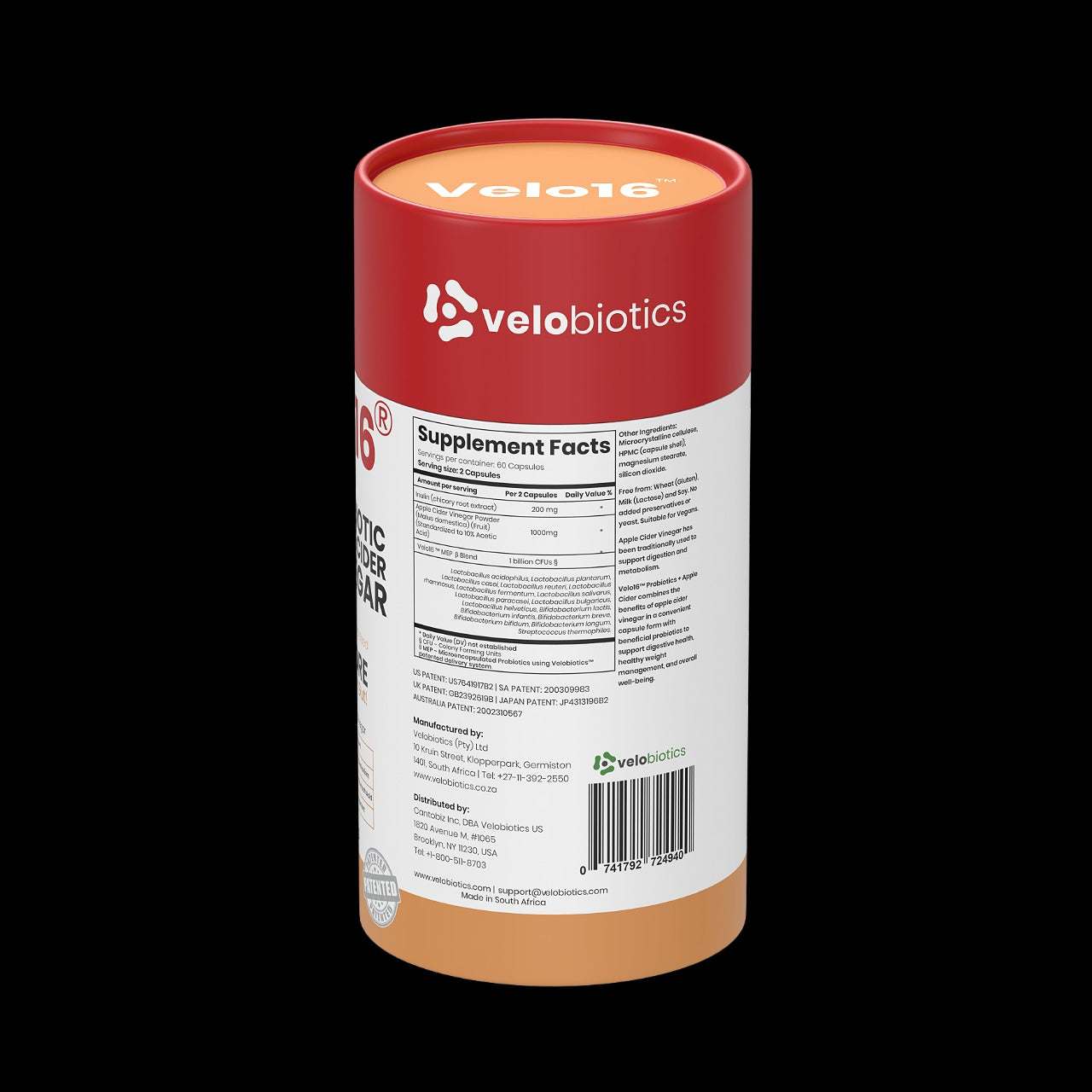 Velo16 Probiotics Apple Cider - Natural Digestive Support