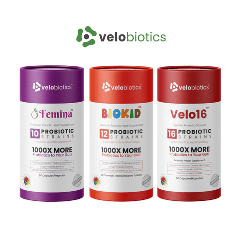Family Gut Health Complete Bundle - Velo16, Femina and BioKid Chewable