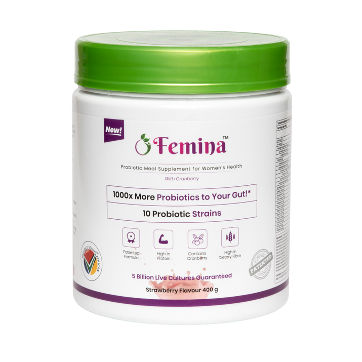 Femina™ Probiotics Meal Replacement - 400g probiotic meal supplement for women's health with cranberry, enhances gut flora and supports intimate health.
