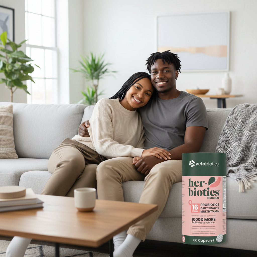 Her-Biotics Original Capsules multivitamin probiotics supplement with 60 capsules for daily gut health and immunity support