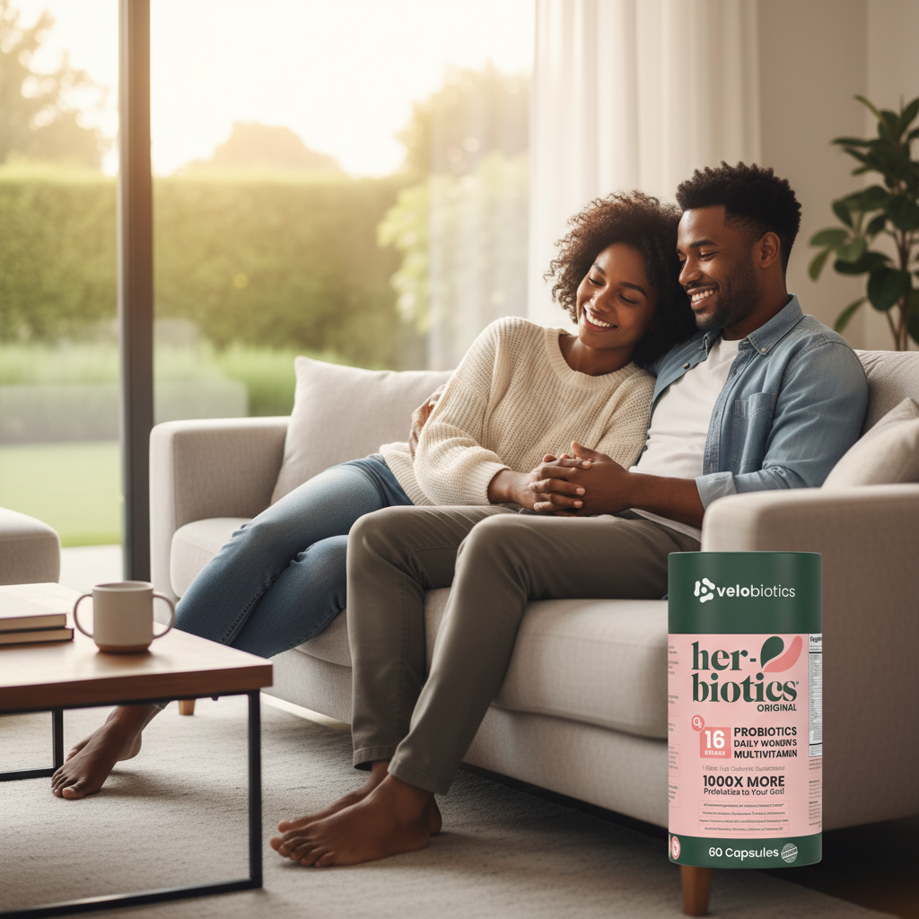 Her-Biotics Original Capsules probiotics and multivitamins for women's gut health and vitality, 60 count bottle.